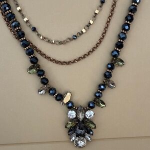 Elegant Multi-Layered Necklace with Black and Gold Accents